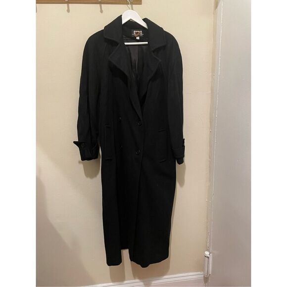 Vintage Dale 2 dress in for Harlan winter black over coat double breasted size 6 - Picture 1 of 9